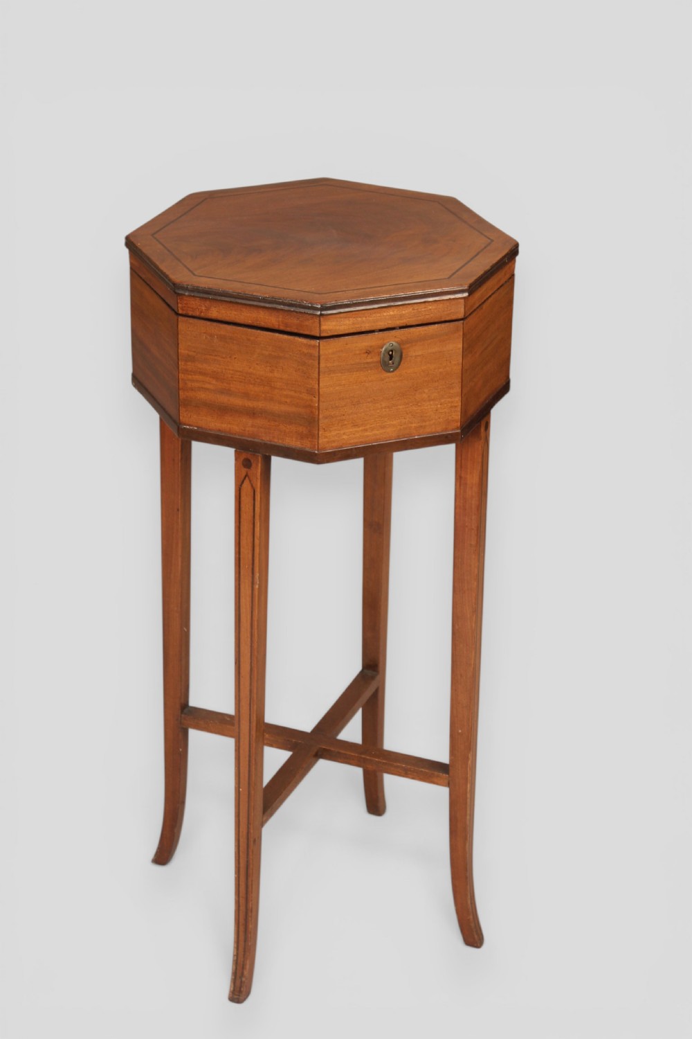 A George III Mahogany octagonal work box View IV