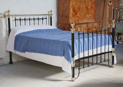 Classic Victorian King Size Black and Brass Bedstead