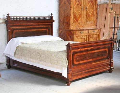 King Size French Rosewood and Walnut Bed