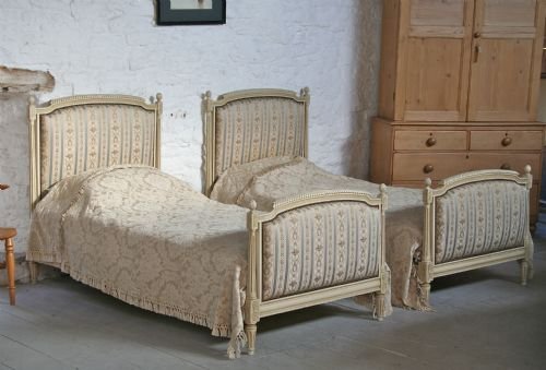 Pair of French Painted Upholstered Singles