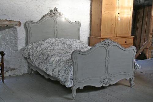 French Painted Carved King Size Louis Xv Style