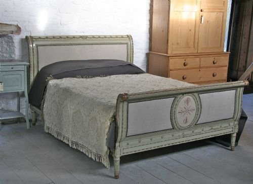 Early French  King Size Sleigh Upholstered Bed