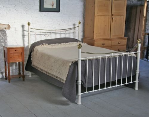 Edwardian King Size White and Brass Dip Rail