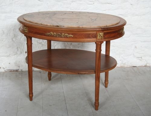 Decorative French Oval Marble Top Side Table