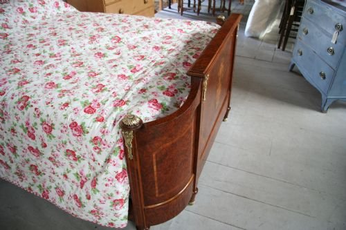 fig 1. French king size Louis XV1 burr and fruit wood with base and quality mattress to fit