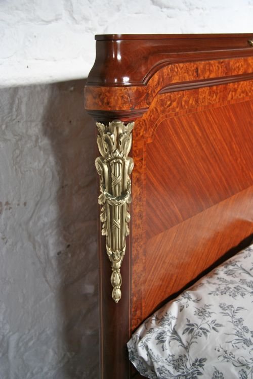 fig 1. Louis XV1 Burr Walnut and mahogany king size French bed