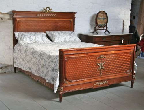 French  King Size Fruit Wood and Mahogany Parquetry and Ormalu Detail