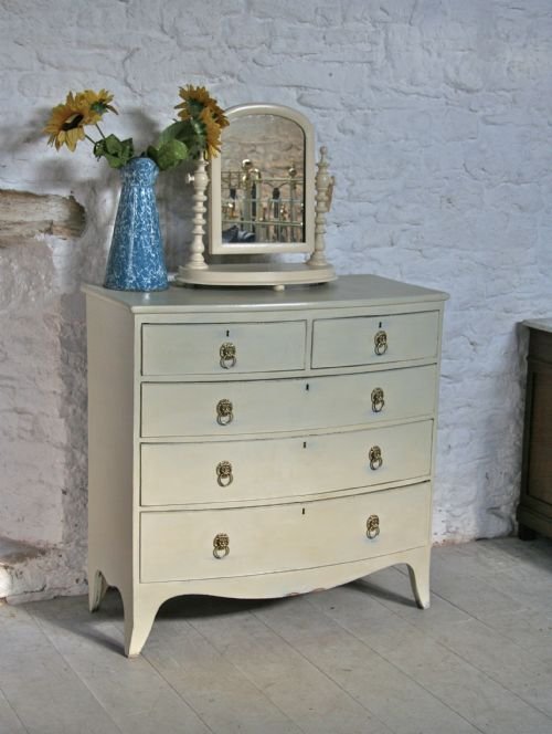 Painted Bow Front Victorian Chest of Drawers