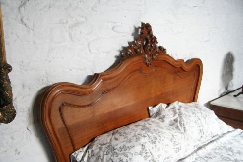 fig 1. King size oak Louis XV style with carved crest and detail