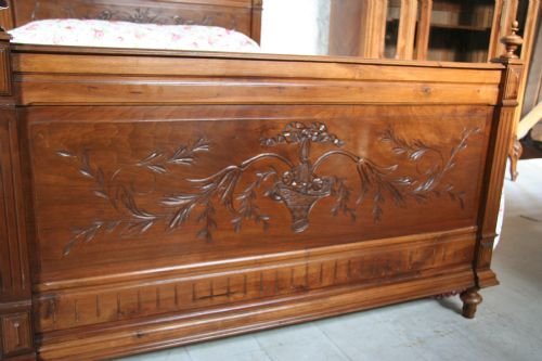 fig 1. French walnut Henri11 carved double bedstead