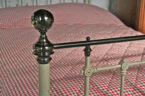 fig 1. Classic Victorian vintage retro painted aged brass and iron bedstead