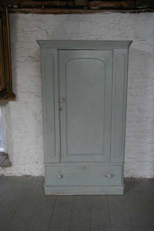 Victorian Grey Painted Small Wardrobe