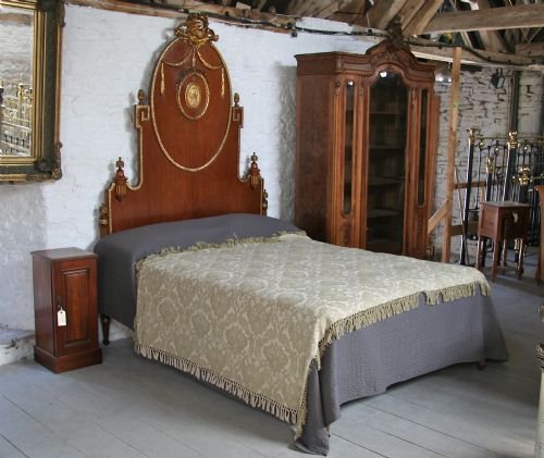 Incredible French Louis Xv1 Style Mahogany and Gilt Bed with No Foot Board King Size