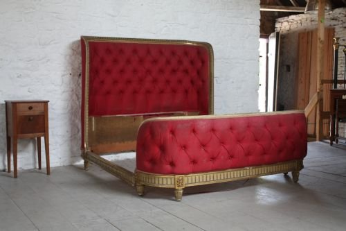 Magnificent King Size French Gilded Double D End Early 20th Century Bed