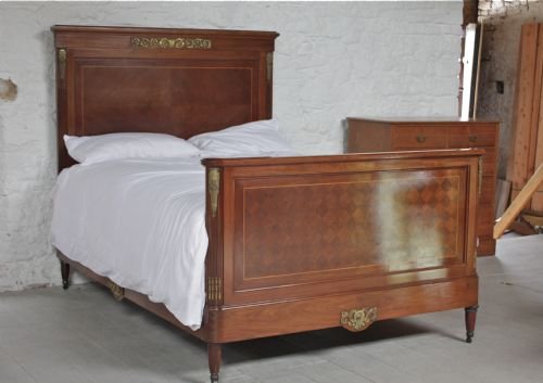French Louis Xv1 Style King Size Mahogany and Fruitwood