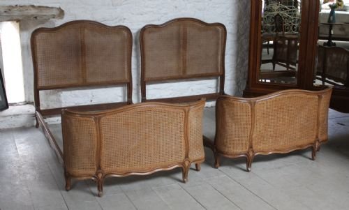 Pair of French  Bergere Style Single Corbielle Beds