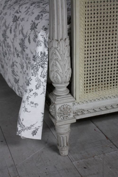 fig 1. French grey aged painted caned double bed