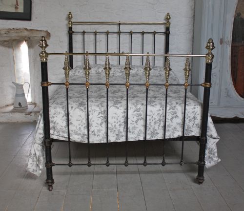 fig 1. All original Classic Victorian brass and iron bedstead with brass spindle detail