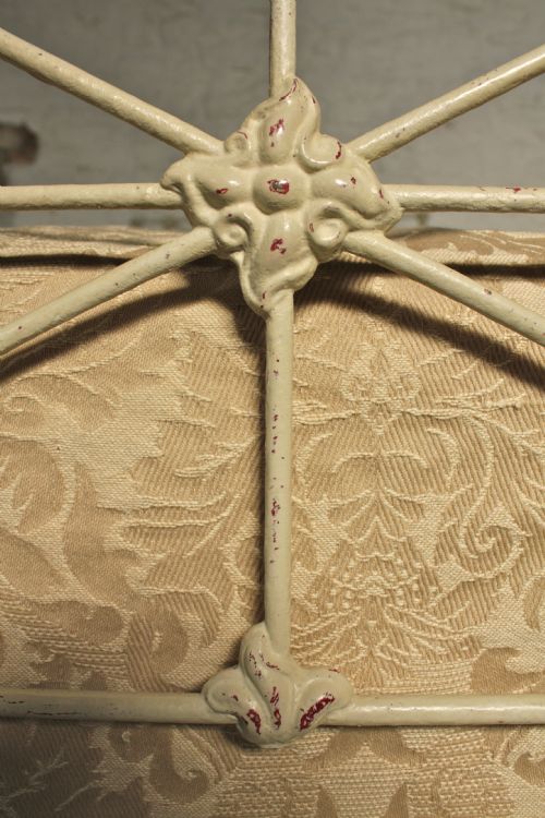 fig 1. All iron aged white single Victorian bed