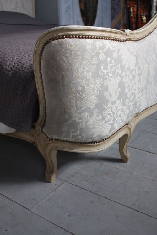 fig 2. French super king size Louis XV style  Corbielle bed in original aged paint and tapestry fabric
