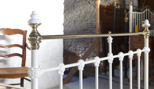 fig 2. Pretty three quarter classic  Victorian brass and iron bedstead restored in antique white