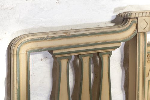 fig 1. French Directoire styles habby chic painted bed with  bergere panel king size bed