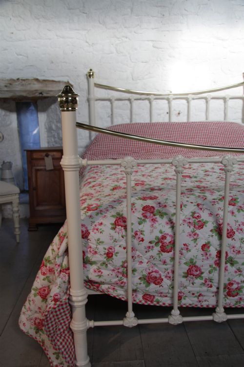 fig 1. Classic Victorian white and brass dip rail king size bedstead