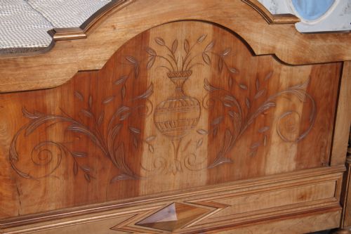 fig 2. Beautiful French cherry King size bed with barley twist posts and naive carving