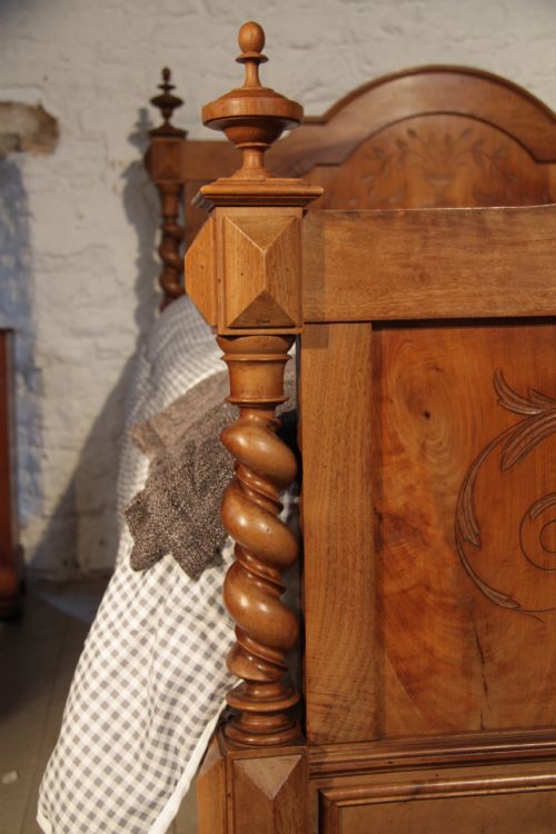 fig 3. Beautiful French cherry King size bed with barley twist posts and naive carving