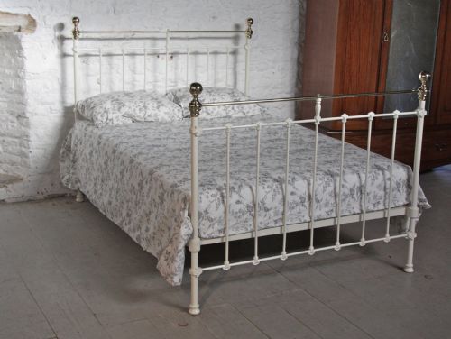 Classic Victorian White and Brass Double Bed