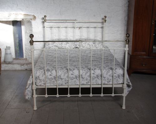 fig 1. Classic Victorian white and brass double bed
