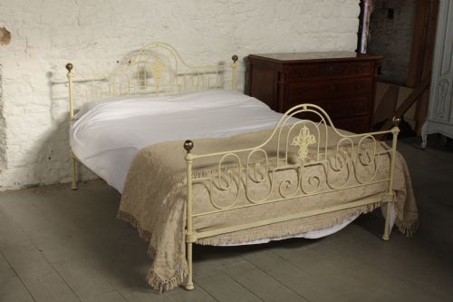 Pretty Forged Iron Cream King Size Bed