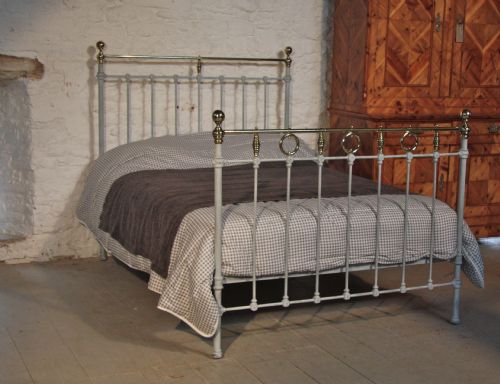 Classic Victorian Brass and Iron Bedstead with All Original Brass.