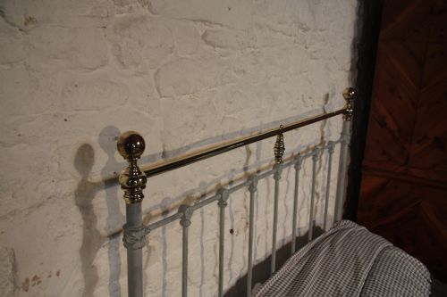 fig 2. Classic Victorian brass and iron bedstead with all original brass.