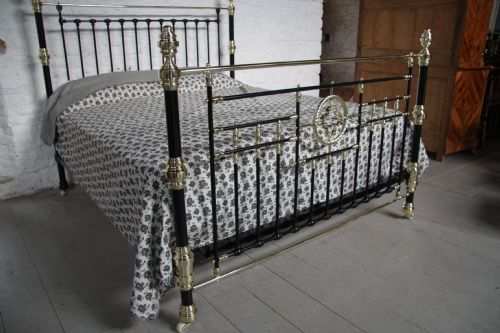 fig 1. Spectacular super king size Victorian black and brass bed 