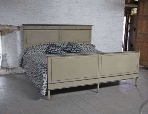 Superkingsize Two Meter Wide Directoire Style French Painted Bed with Bedside