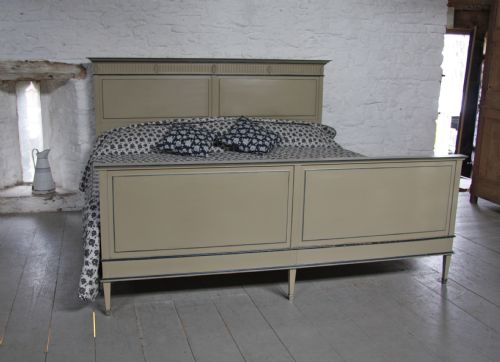 fig 1. Superkingsize two meter wide Directoire style French painted bed with bedside