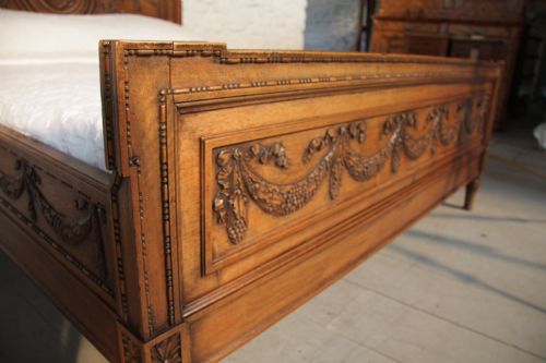 fig 2. French exquisitely carved cherry king size bed with low foot end
