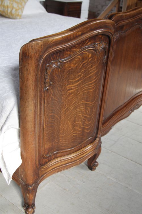 fig 2. Solid figured oak big king size bed with matching bedsides