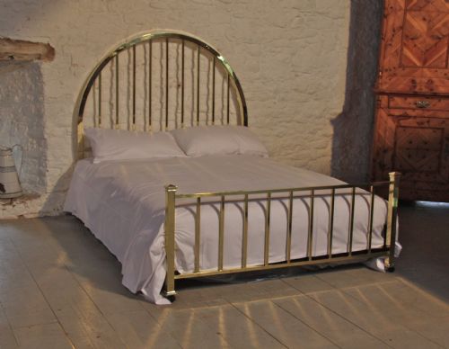 French All Brass Art Deco Style Double Bed