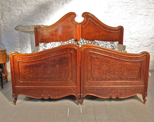 fig 1. Biggest french birds eye maple antique bed