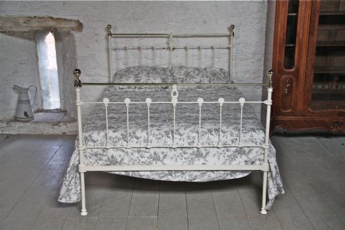 fig 1. Classic Victorian white and brass double bed