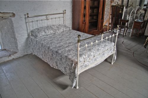 fig 2. Classic Victorian white and brass double bed