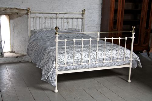 White and Brass King Size Classic Victorian Bedstead