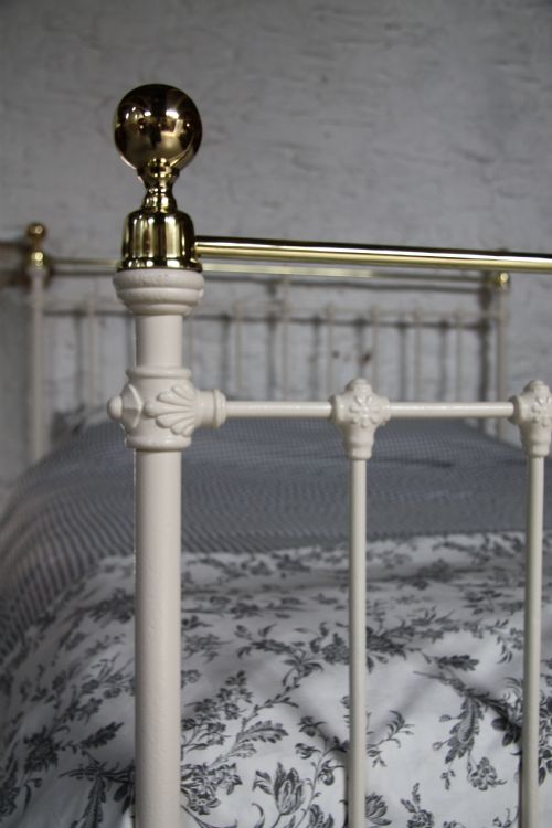 fig 1. White and brass king size classic Victorian bedstead