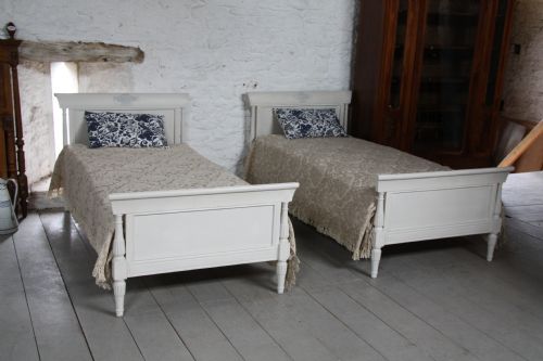 Pair of French Painted Directoire Single  Beds