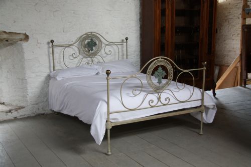 Very Pretty Forged Iron Double Bed Painted in Little Greene Company Heritage Colours