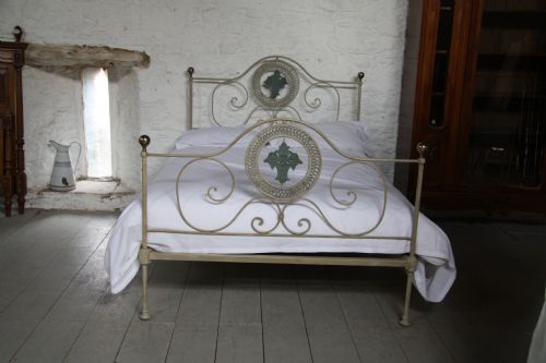 fig 1. Very pretty forged iron double bed painted in Little Greene company heritage colours