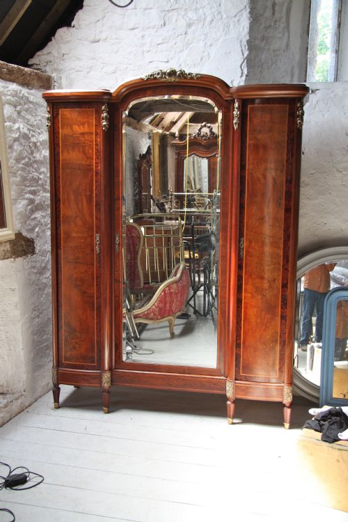 French Walnut and Mahogany Wardrobe