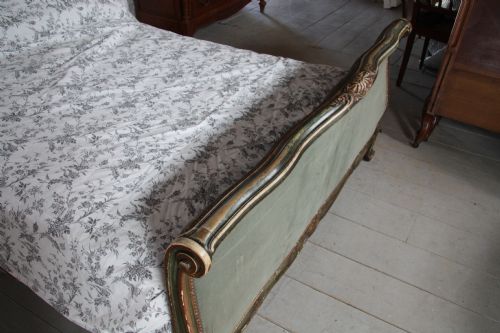 fig 2. All original gorgeous quality French upholstered roll top king size bed